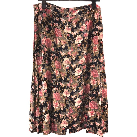 Vintage 1990s Floral Button Down Skirt - Picture 9 of 9